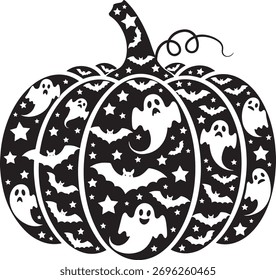 Paquete de dibujo de contorno de calabaza fantasma y fantasma