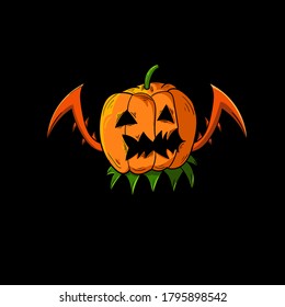 spooky pumpkin halloween vector illustration