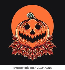 Spooky Pumpkin Halloween Vector Illustration