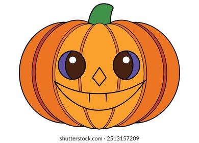 Spooky Pumpkin Halloween Vector Illustration: Royalty-Free Graphic for Seasonal Designs