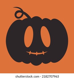 Spooky pumpkin head. Halloween decoration object in black flat style.