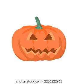 Spooky pumpkin head vector illustration. Cartoon drawing of funny Halloween character, jack lantern isolated on white background. Halloween, fantasy concept