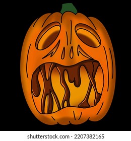 spooky pumpkin monster halloween illustration and vector