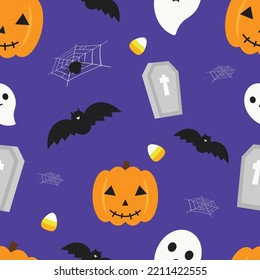 spooky pumpkin pattern for halloween, vector illustration