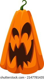Spooky pumpkin with scary smile. Funny cartoon character