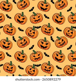 Spooky pumpkin seamless pattern background 