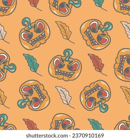 Spooky pumpkin seamless pattern vector illustration