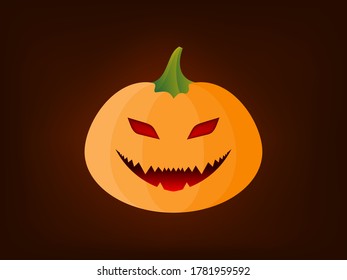 Spooky pumpkin smiling expression on Halloween night