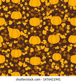 Spooky Pumpkin Vector Illustration Black Background Color Halloween Seamless Pattern