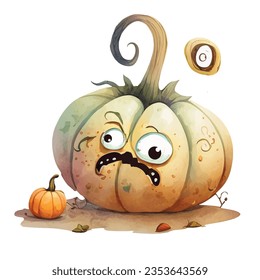 Spooky pumpkin watercolor illustration. Halloween clipart. Watercolor art.