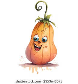 Spooky pumpkin watercolor illustration. Halloween clipart. Watercolor art.