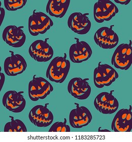 Las calabazas espeluznantes son un patrón sin fisuras. Concepto de Halloween. Ilustración del vector