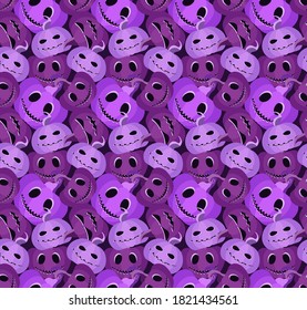 Spooky pumpkins seamless pattern. Jack-o-lantern. Halloween festive background for wrapping paper, print, fabric and printing. Vector illustration