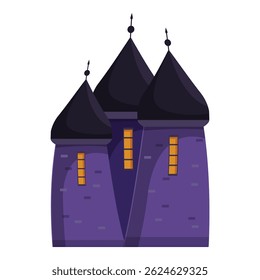 Castelo roxo assustador brilhando na noite escura, perfeito para projetos de Halloween