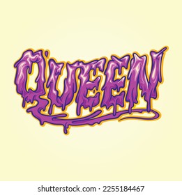 Spooky queen hand lettering horror font illustration vector illustrations for your work logo, merchandise t-shirt, stickers and label designs, poster, greeting cards advertising business company brand