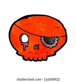 spooky red skull with eye patch