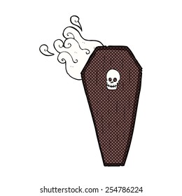 spooky retro comic book style cartoon coffin