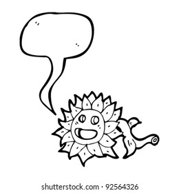 spooky retro flower with speech bubble