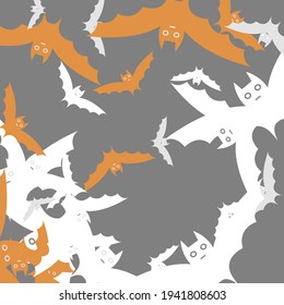 Spooky Retro Light Bats Vectordesign Pic. Orange Creepy Attack Motion Halloween Modernes Design. Chaos Silver, unheimlich lustige, moderne Hintergrund. Drucken Sie Grauschwarz-Weiß-Flechtflocken-Kunstmuster.