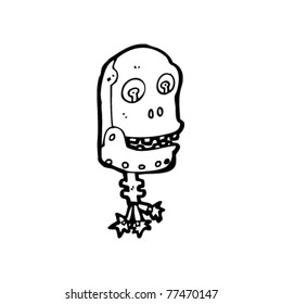 spooky robot skull cartoon