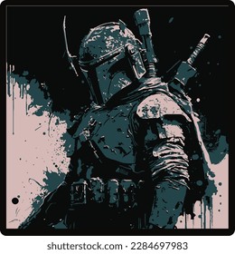 spooky samurai warrior vector illustration design