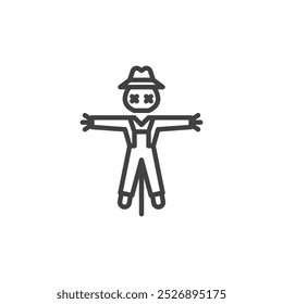 Um ícone de linha espantosa assustador. sinal de estilo linear para conceito móvel e web design. Ícone de vetor de contorno de espantalho. Símbolo, ilustração de logotipo. Gráficos vetoriais