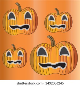 Spooky scary Halloween jack-o-lantern pumpkin drawing illustration 