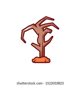 spooky scary Halloween tree on white background vector illustration design