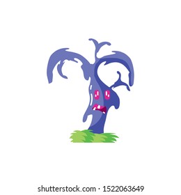 spooky scary Halloween tree on white background vector illustration design