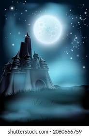 A spooky scary haunted castle background concept. Great for Halloween