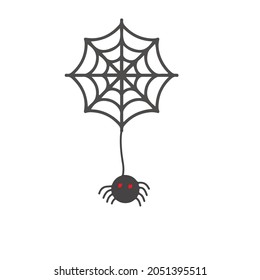 spooky scary spider on web with red eyes halloween concept