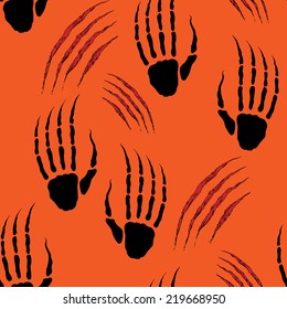 spooky scratches and bone hands vector seamless pattern