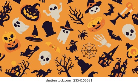 Espeluznante Ilustración del Vector del Patrón de Halloween sin Marea