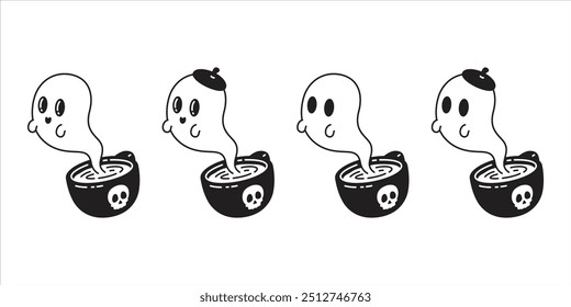 Taza de café fantasma espeluznante Calavera de Halloween de dibujos animados