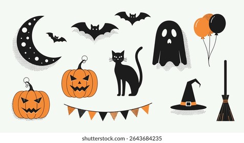 Spooky Season Delightful Halloween Celebration Decorations Icons For Stickers and Pattern Design Ideas