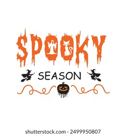 Temporada espeluznante, Vector divertido del diseño de la camisa de Halloween, Halloween espeluznante, camiseta del fantasma, Clipart de Halloween Groovy, citas de la tipografía de Halloween diseño de la camiseta
