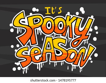 It's spooky season. Halloween overlays, lettering labels design. Hand drawn isolated emblem with quote. Halloween party sign/logo. Scrap booking, posters, greeting cards, banners, textiles, t-short