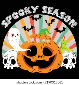 Spooky season , Happy Halloween shirt print template typography design for vector file.