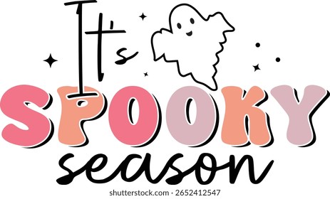 É assustador temporada T-Shirt Design - Fantasma bonito e colorido Halloween Tipografia