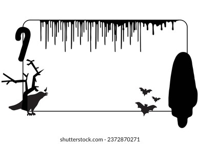 Spooky silhouette background, trees, bats and house fences suitable for Halloween background in October vector illustration