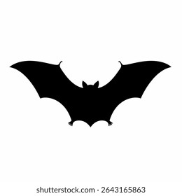 Spooky Silhouette of a Bat in Flight on White