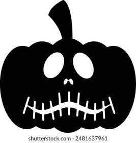 Spooky Silhouette of a Carved Halloween Pumpkin Face