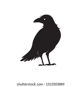 Spooky silhouette of Halloween Crow - vector illustration