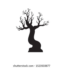 Spooky silhouette of Halloween tree - vector illustration