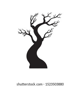 Spooky silhouette of Halloween tree - vector illustration