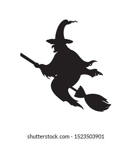 Spooky silhouette of Halloween Witch- vector illustration