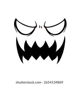Silhueta Simples Assustadora Face Malvada Jack O Lanterna Ilustração de Halloween