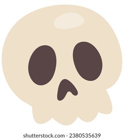 Spooky skull in cartoon style, skull vector illustration isolated on white background.