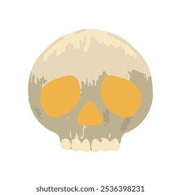 Spooky skull in cartoon style, skull vector illustration isolated on white background.