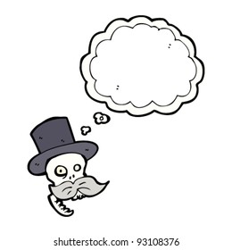 spooky skull cartoon in top hat